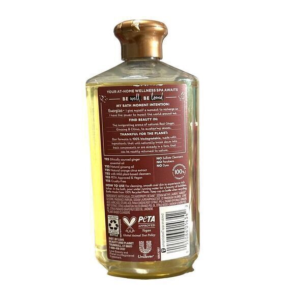 Beloved Love & Energize Vegan Shower Gel & Bath Foam‎ Red Ginger Ginseng Citrus - Picture 2 of 2